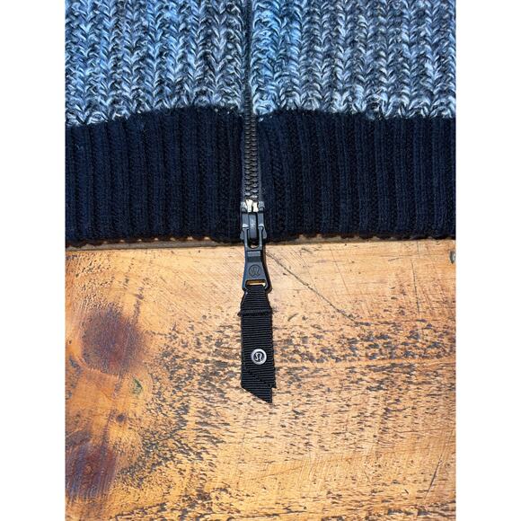 Lululemon Falling Freely Black Gray Merino Wool Neck‎ Warmer Scarf Zip Up - Picture 7 of 9